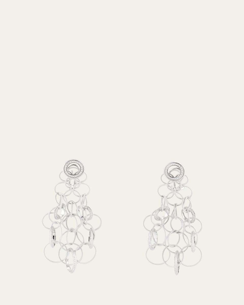Hawaii 18k White Gold and Diamond Pendant Earrings, 7cm
